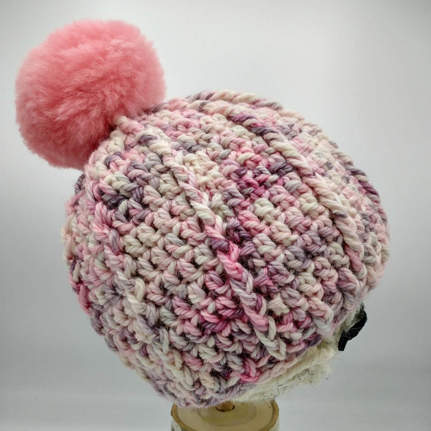 Handmade Children's Single Pom Hat Pink