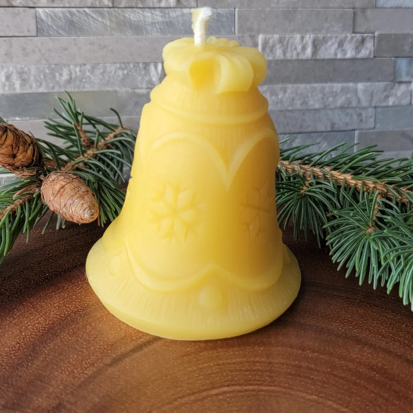 Bell shaped beeswax candle