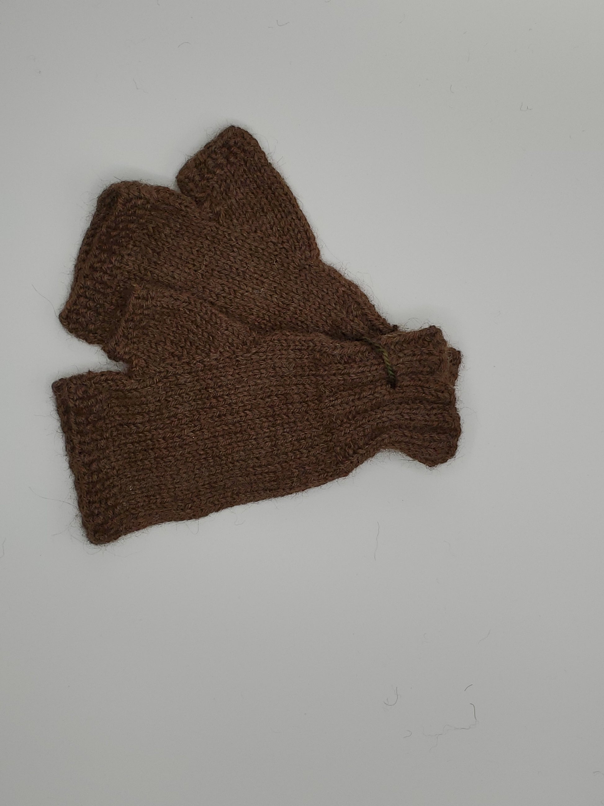 Handmade Fingerless mittens Brown