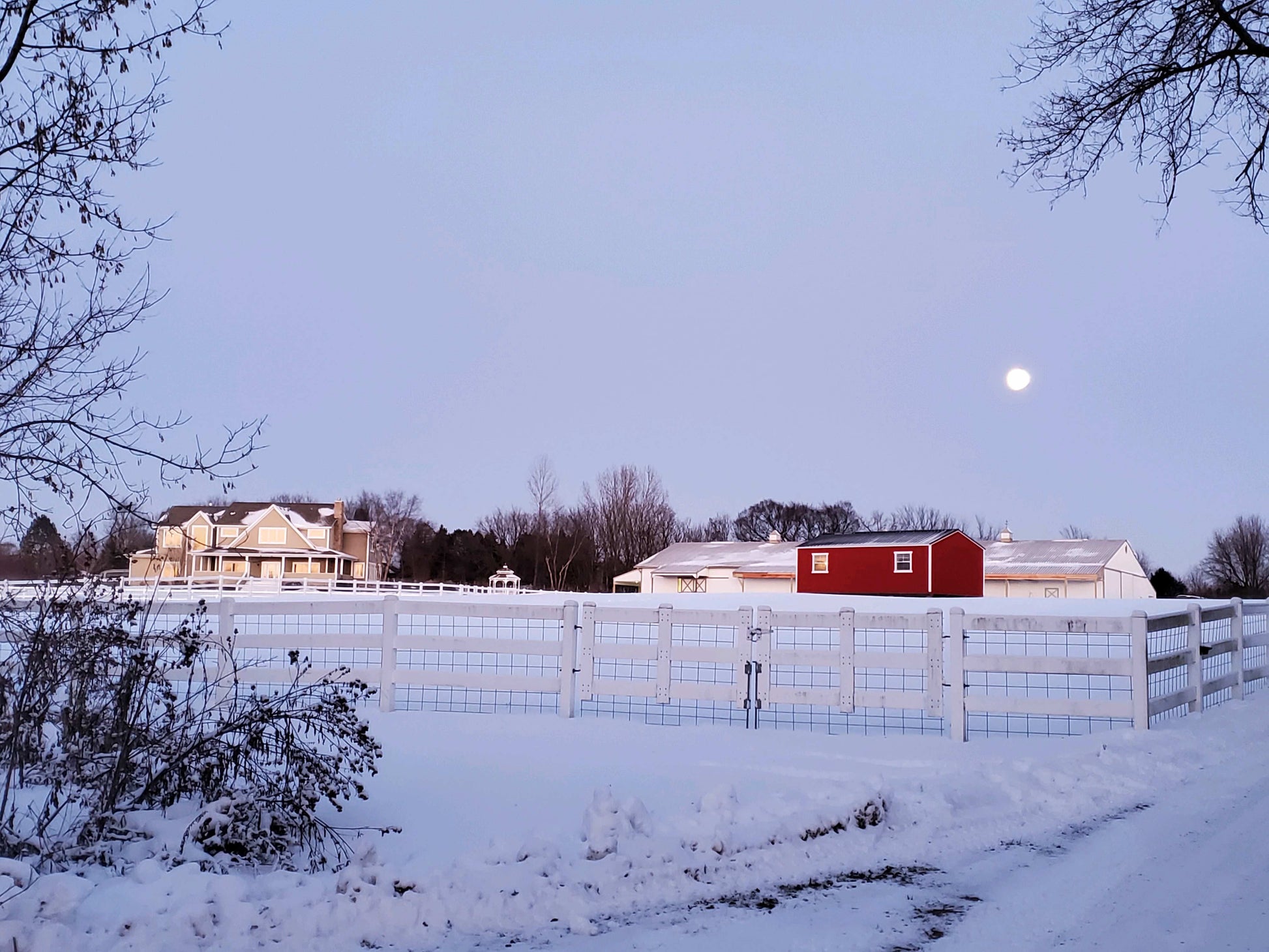 5 x 7 matted photo - Winter Farm Scene