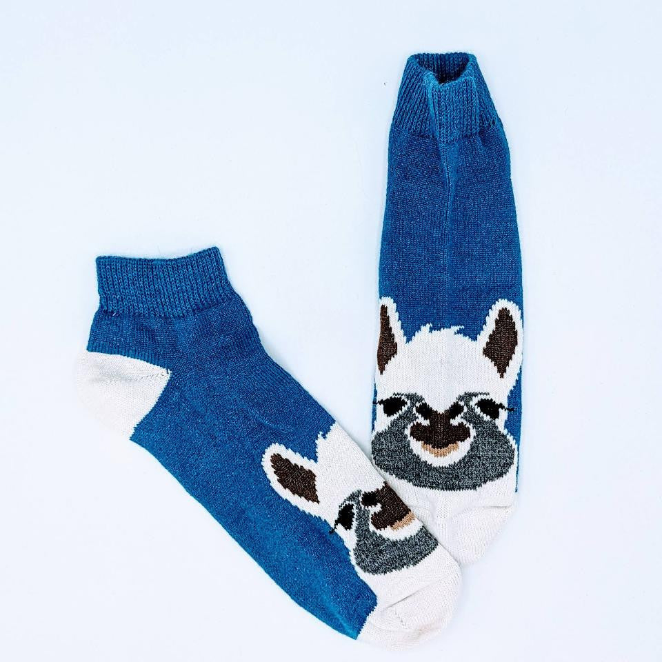 Alpaca Face Socks in blue